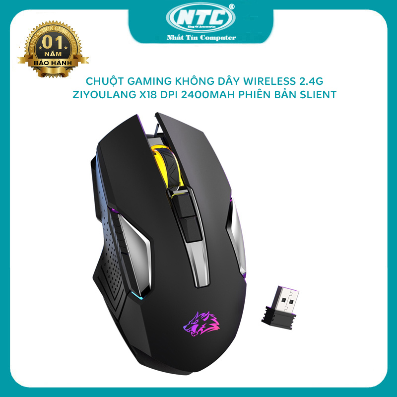 Chuột gaming không dây wireless Ziyoulang X18 slient cực êm dùng pin sạc - DPI lên đến 2400