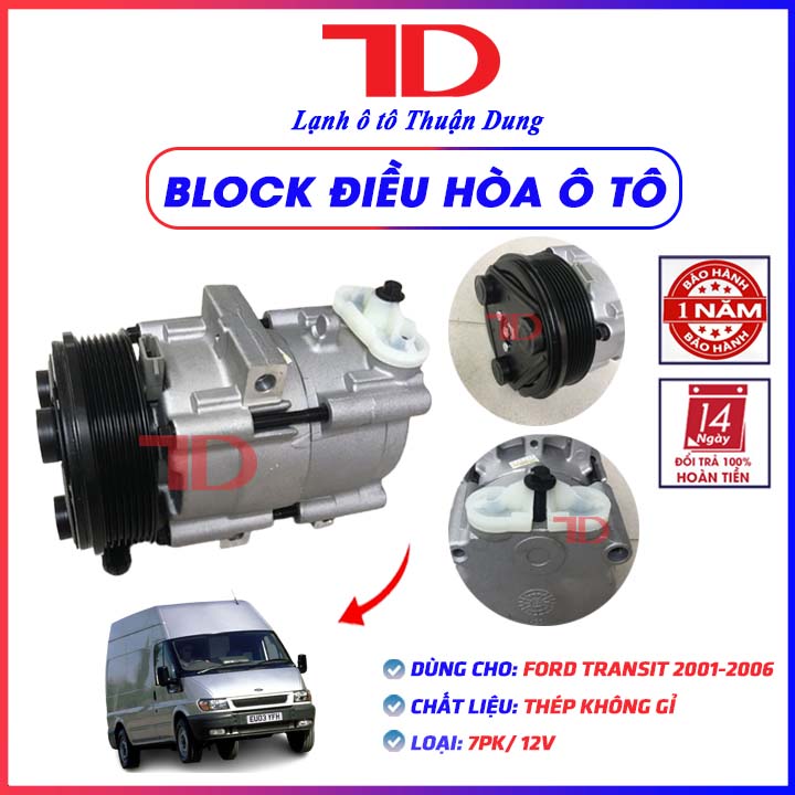 Lốc điều hòa (Block,Máy Nén) Ford Transit đời 2001-2006 - Vật Tư Điện Lạnh Ô Tô Thuận Dung