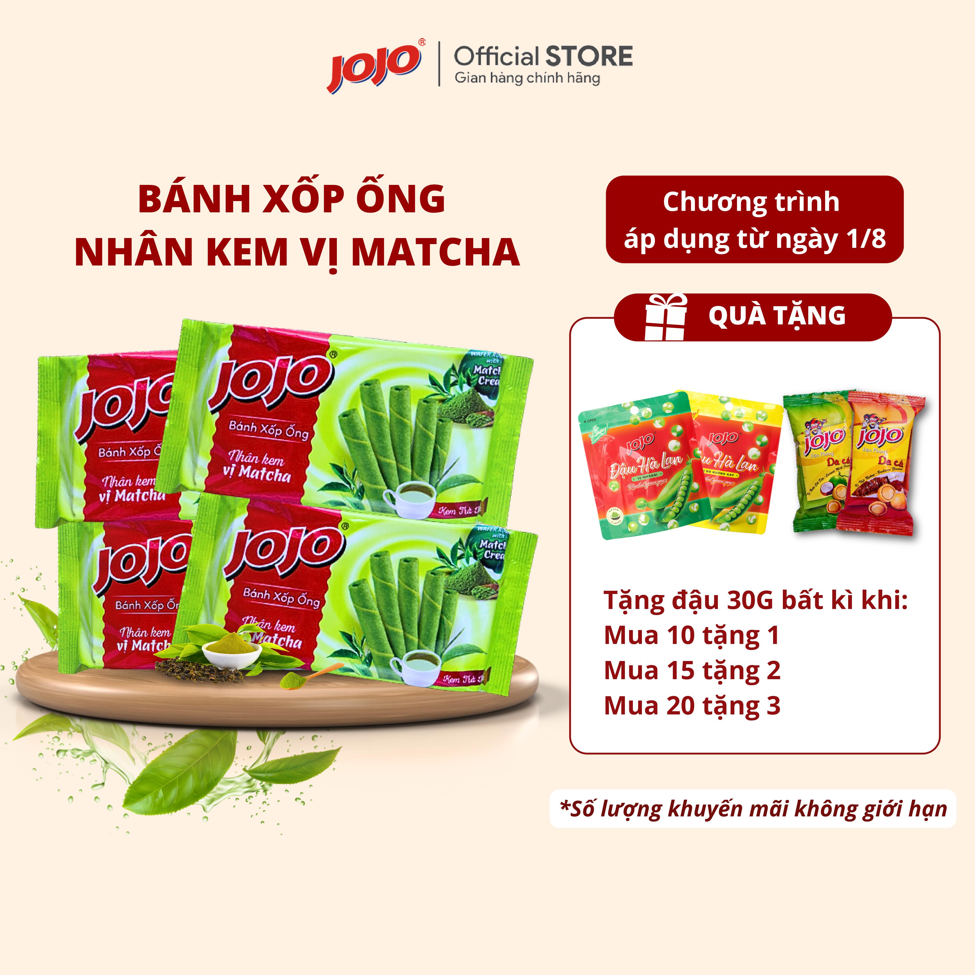 Combo 10 gói bánh xốp ống jojo nhân kem vị matcha 115g
