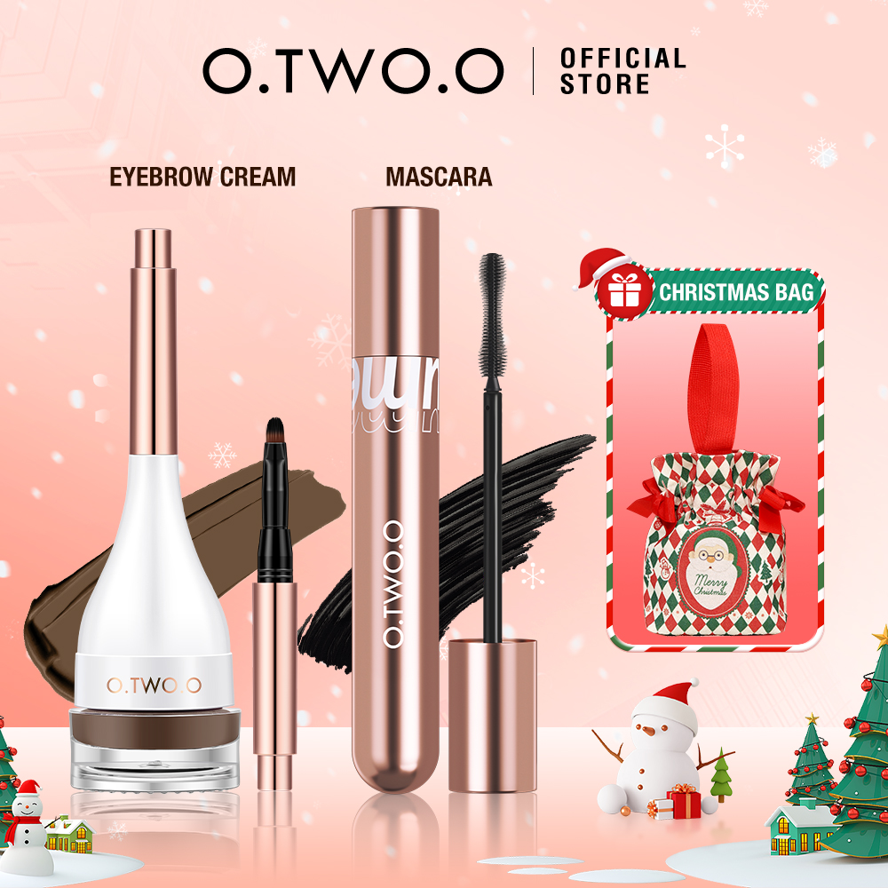 O.TWO.O 2 Bộ Trang Điểm Mắt Kem Kẻ Lông Mày Mascara Chống Thấm Nước Lâu Dài 36H Uốn Chống Nhòe Dễ Dàng Làm Dài Mi