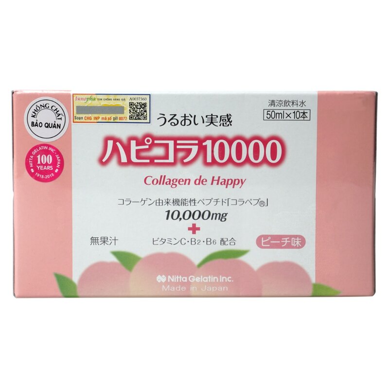 Collagen De Happy 10000mg hộp 10 chai collagen Nhật Bản dạng nước