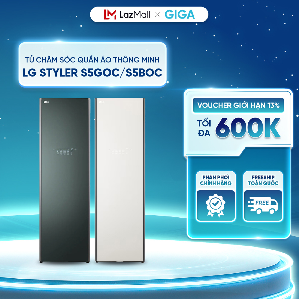 [ Hỏa tốc HN - HCM ]  Tủ chăm sóc quần áo thông minh LG Styler S5GOC/S5BOC - Xanh lá cây/Be - Bản quốc tế - Chính hãng - Miễn phí lắp đặt