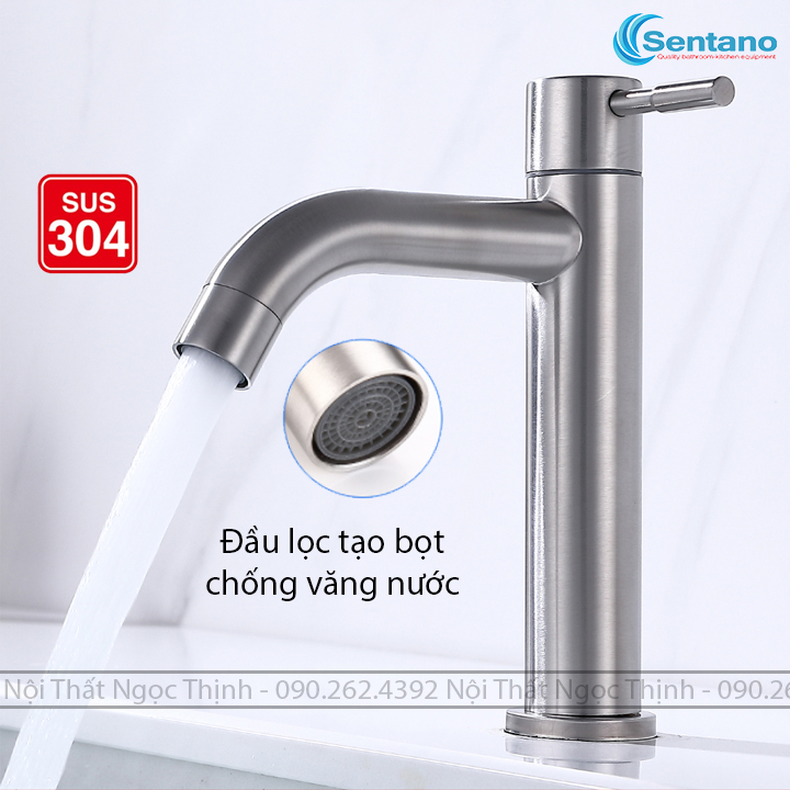 [SALE RẺ]Vòi Lavabo Lạnh inox SUS 304 STN-601 (18CM) + dây cấp nhựa