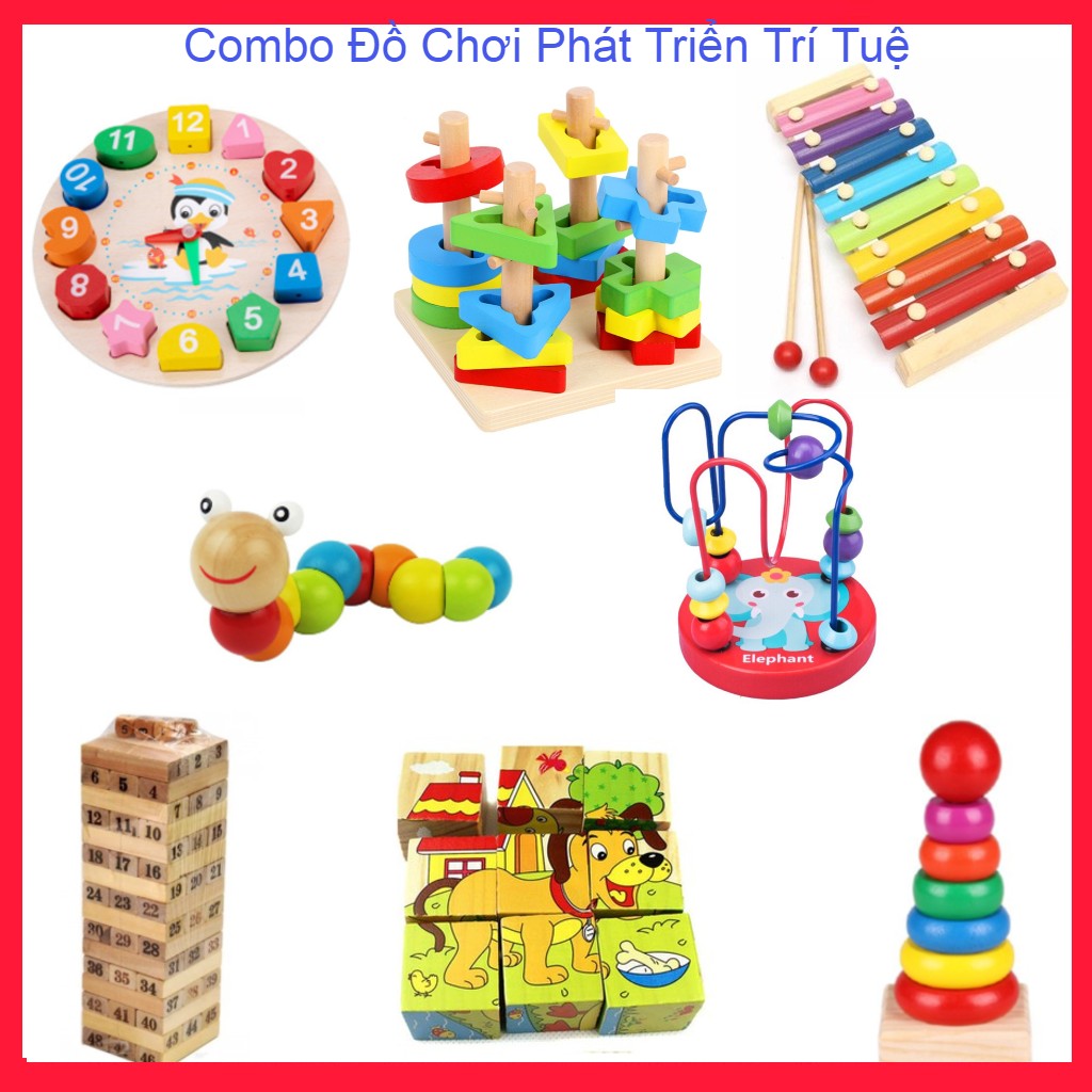 Combo 8 món đồ chơi gỗ an toàn thông minh cho Bé (ĐỒ CHƠI TRẺ EM)