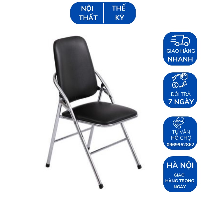 Ghế gấp lưng cao,ghế xếp cho văn phòng, tiện lợi, mặt nệm được bọc da PVC, dễ dàng vệ sinh