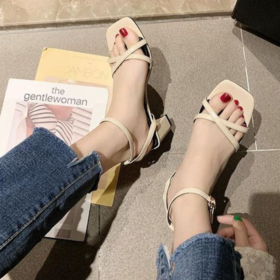 Giày cao gót đế vuông SIZE 35-43 5p quai chéo chữ X Mã LNS10