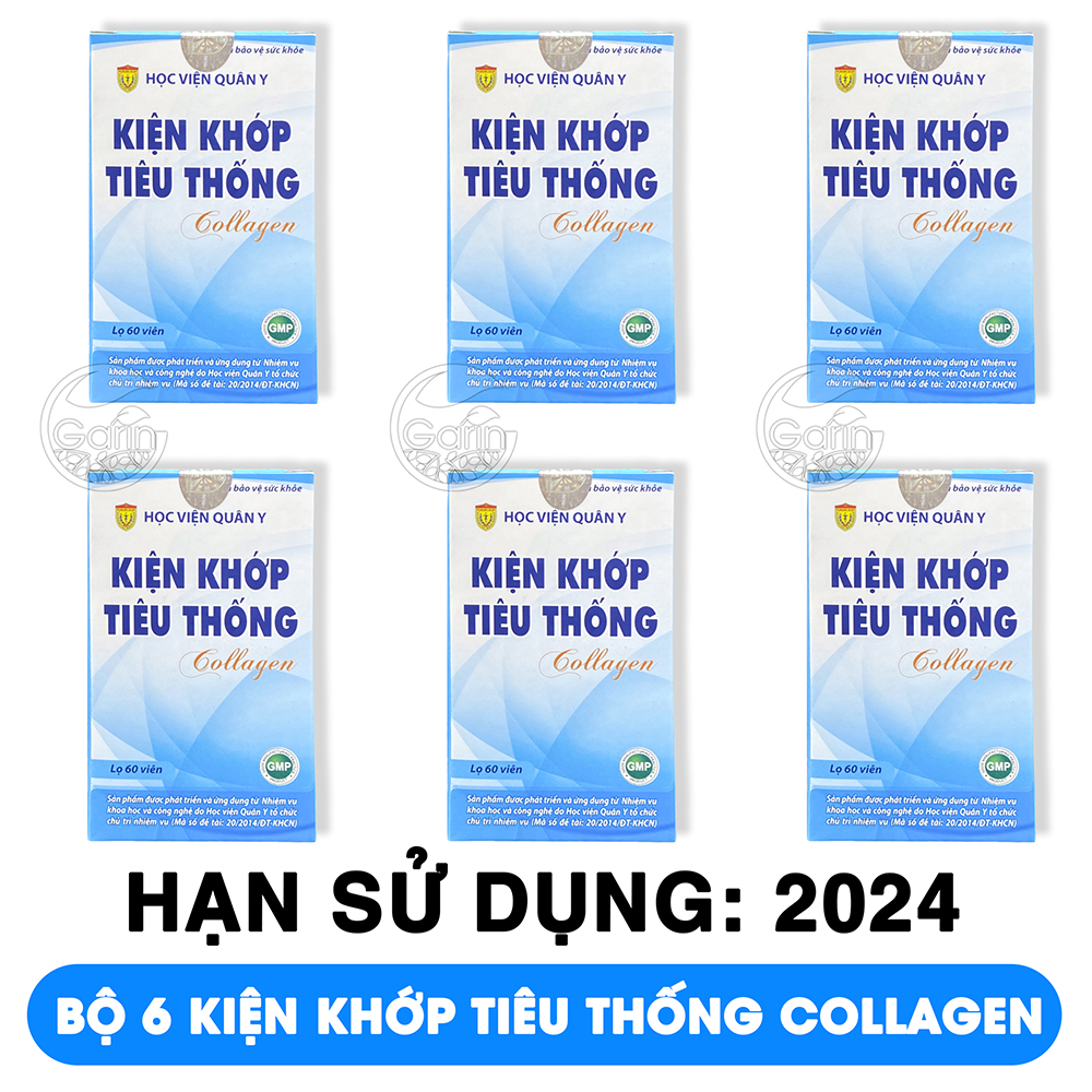 Bộ 6 hộp kiện khớp tiêu thống collagen 60 viên x6 giảm các triệu chứng đau nhức xương khớp thoái hóa xương khớp bổ can thận và mạnh gân cốt Học Viện Quân Y Việt Nam