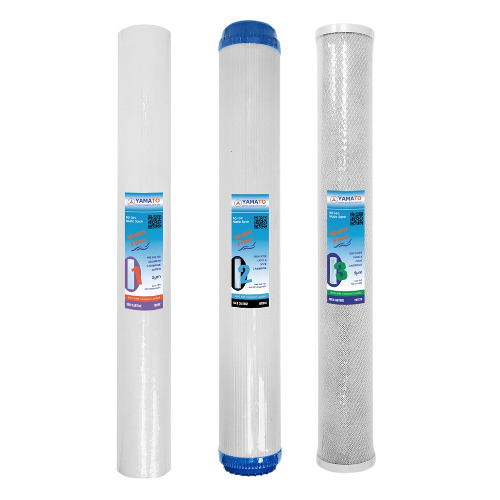 Bộ sản phẩm 3 lõi lọc 20inch Yamato