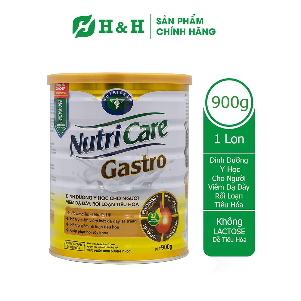 [HCM] Sữa bột Nutricare Gastro - Dinh dưỡng cho người viêm dạ dày, rối loạn tiêu hóa (900g)