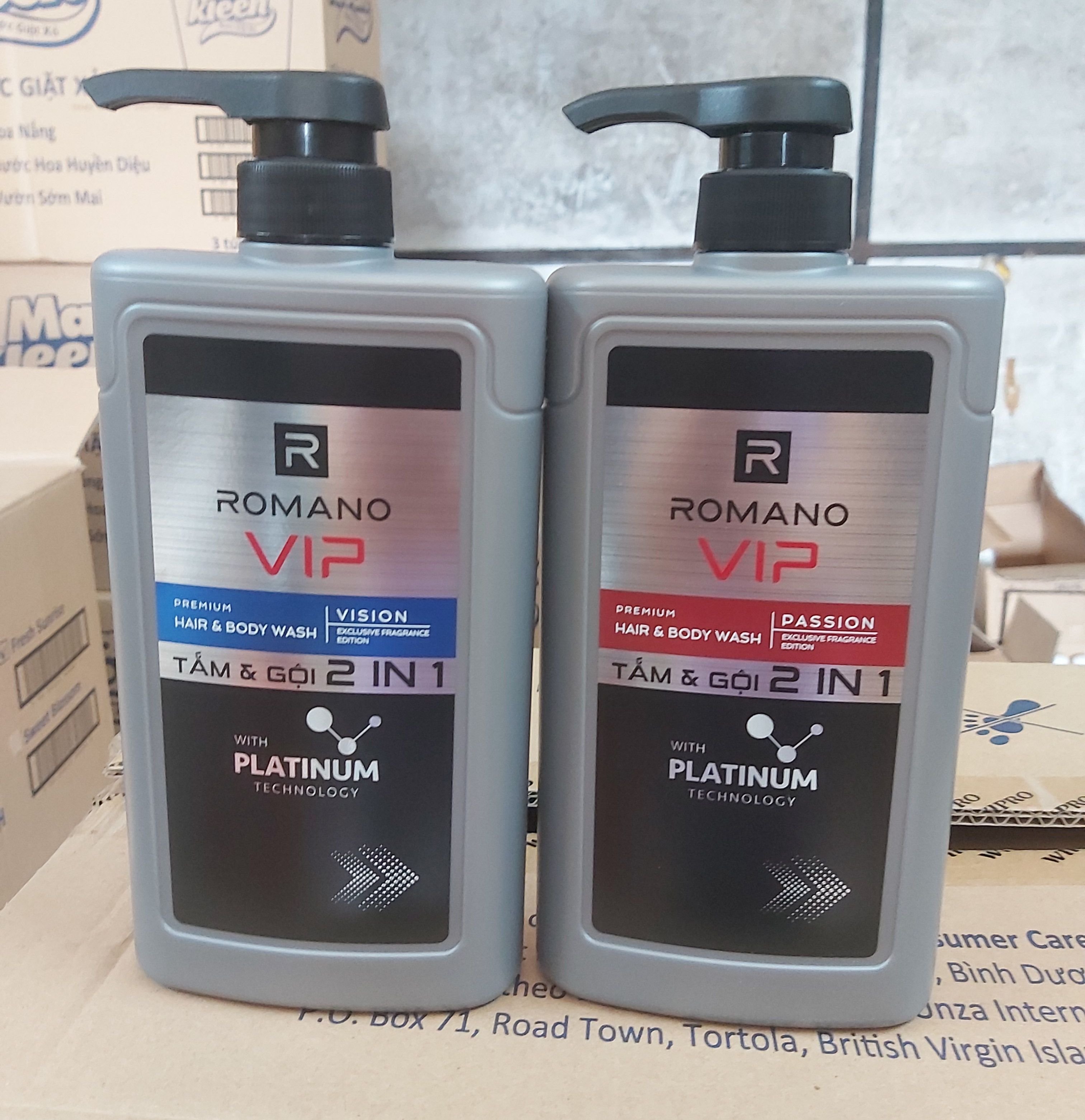Tắm gội 2 trong 1 romano 2in1 vip passion/vip vision 650g/chai