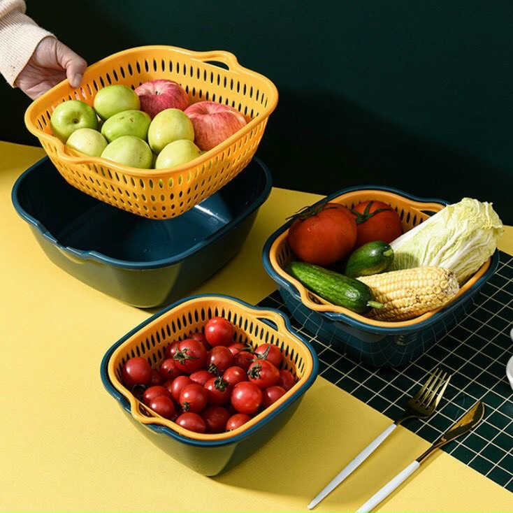 SÉT 3 BỘ CHẬU RỬA KÈM RỔ 6 MÓN