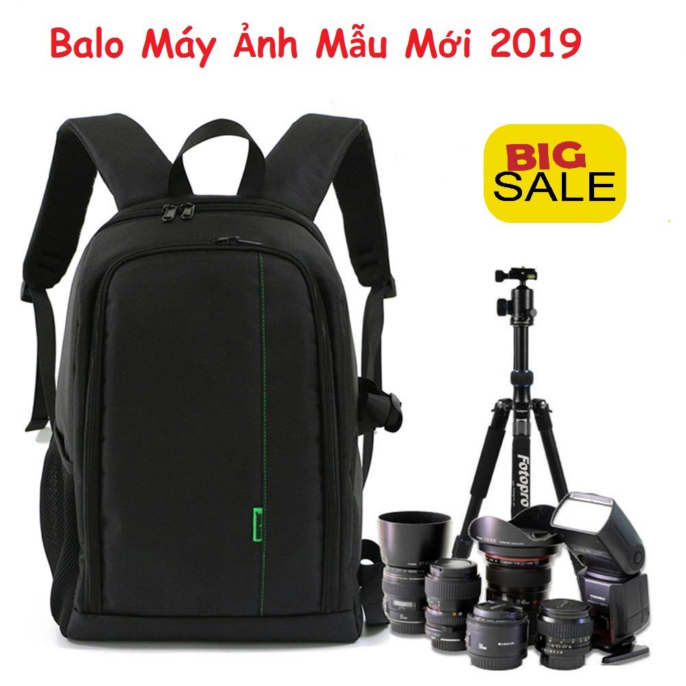 Phụ kiện máy ảnh, balo laptop, balo máy ảnh đa năng mẫu 2019 thiết kế khung để nâng đỡ bảo vệ ống kính, chất liệu cao cấp không thấm nước, khóa kéo chống han gỉ.