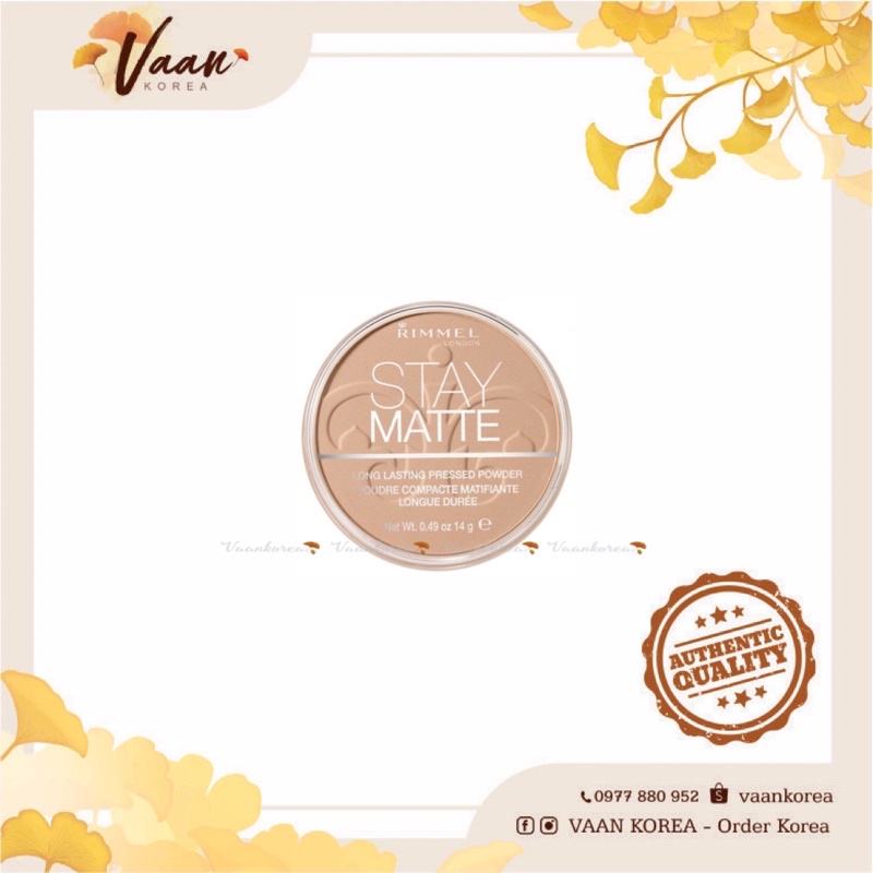 Phấn phủ Rimmel London Stay Matt Pressed Powder