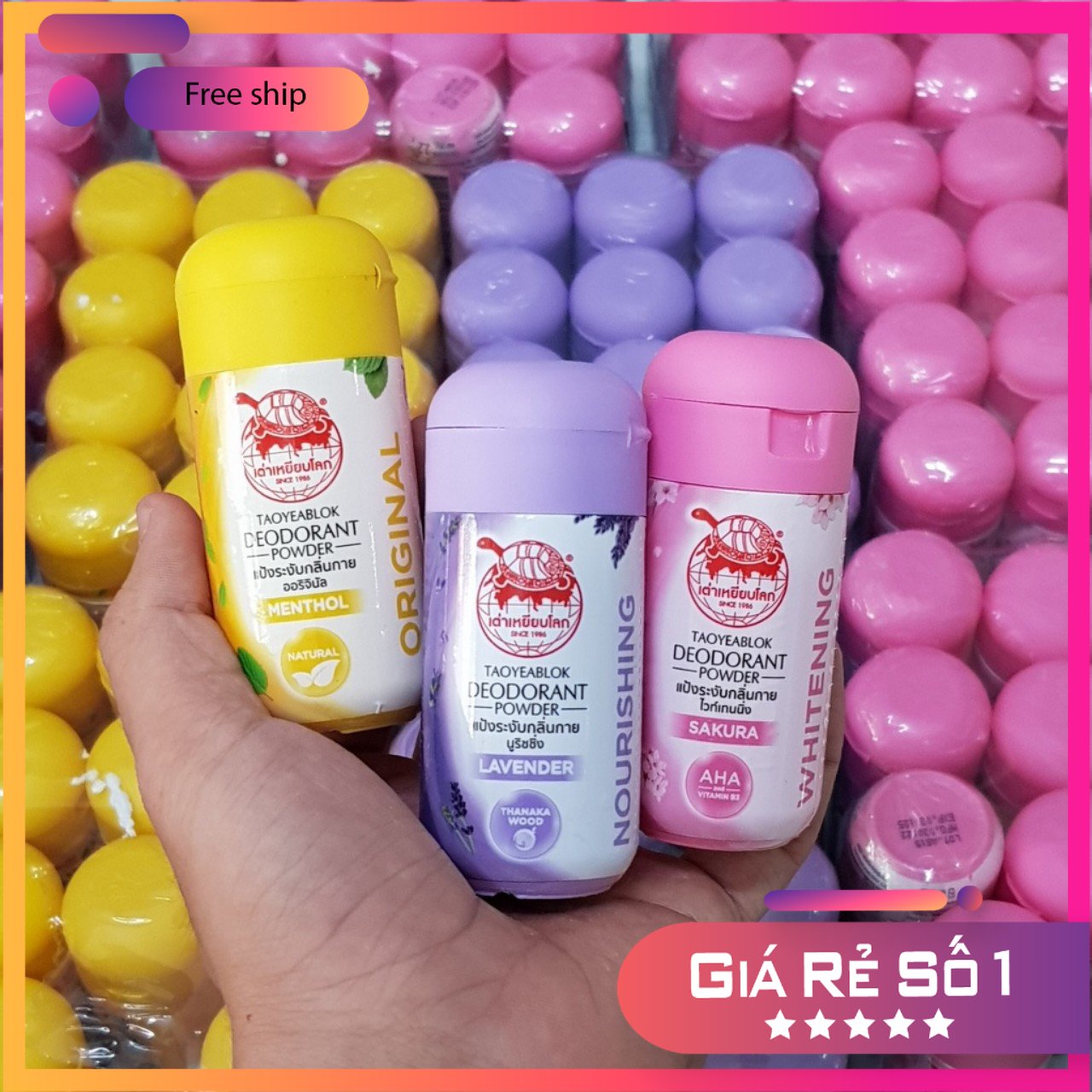   Combo 5 Chai  Phấn Khử Mùi Con Rùa Taoyeablok Thái Lan 22gr Khử Mùi Hôi Nách - Hôi Chân Hiệu Quả 