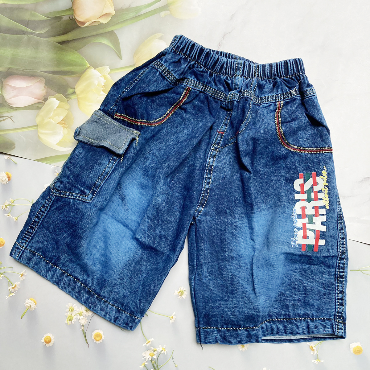 Quần jean lửng bé trai size 25-27kg in paris qt133