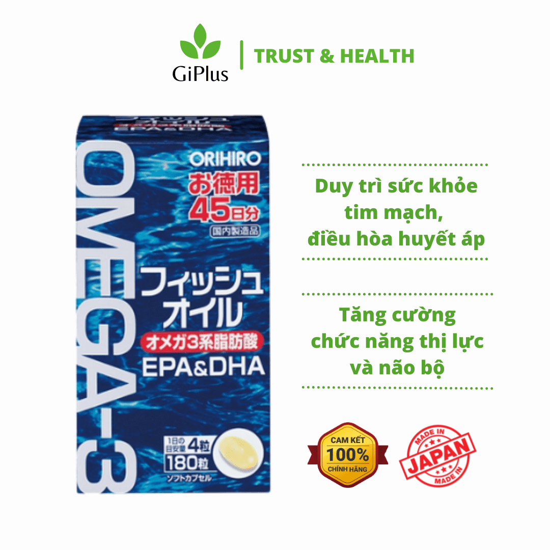 Viên uống dầu cá orihiro omega 3, epa & dha hỗ trợ tim mạch