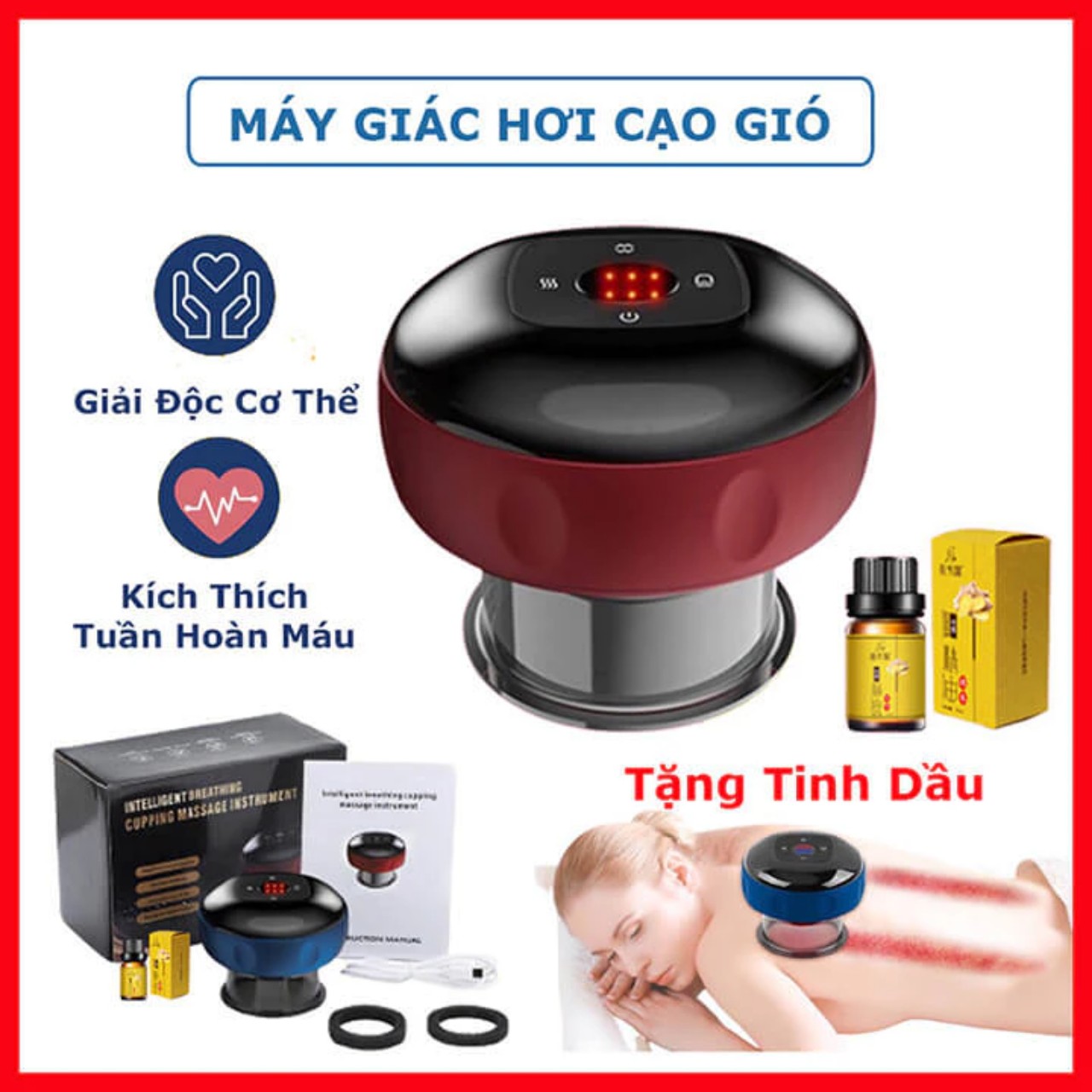 Máy Giác Hơi Cạo Gió Điện Cầm Tay Nhật Bản: Massage 6 Chế Độ, Giảm Đau Nhanh Chóng