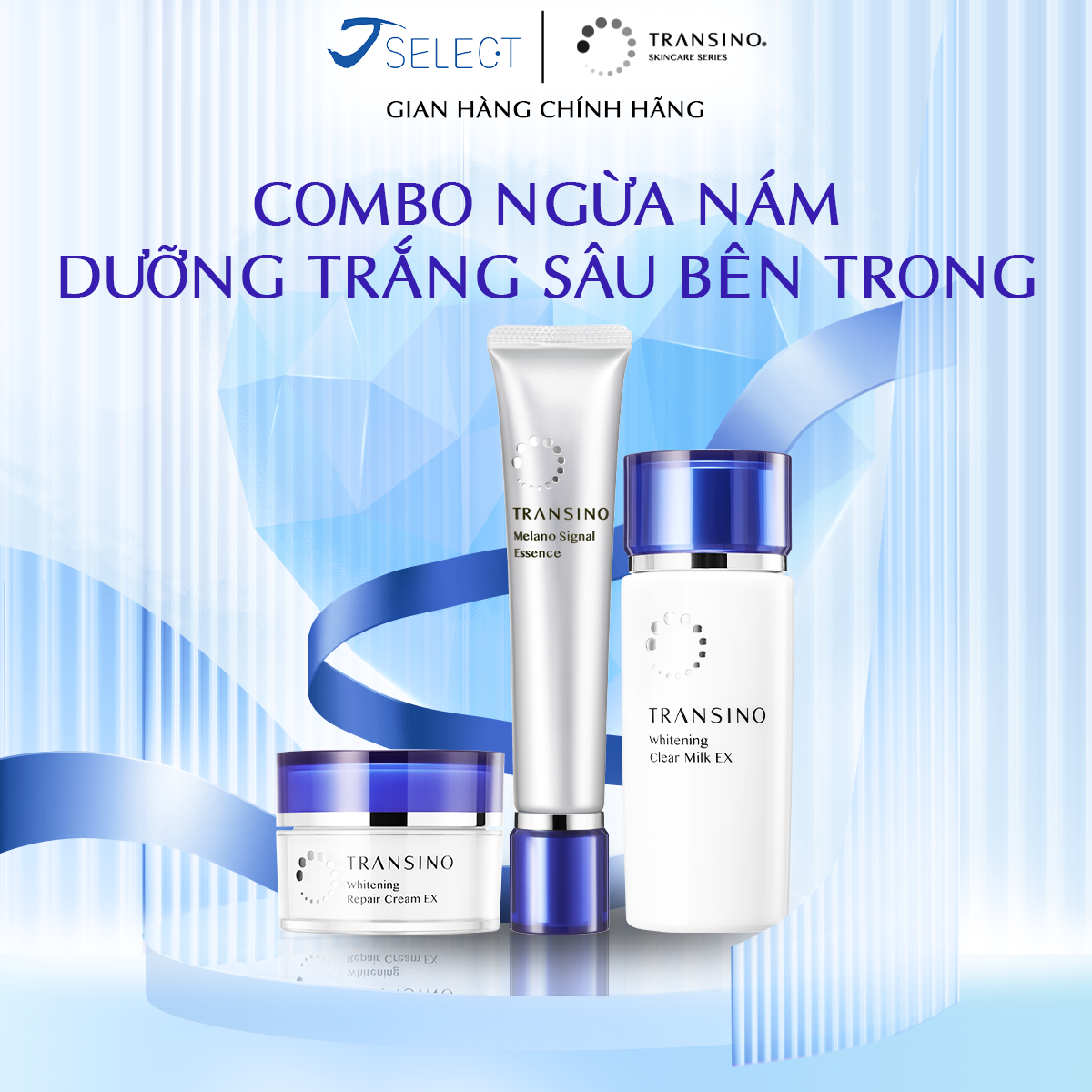 Combo ngừa nám và dưỡng trắng sâu bên trong transino - - j select - hàng nhật chính hãng