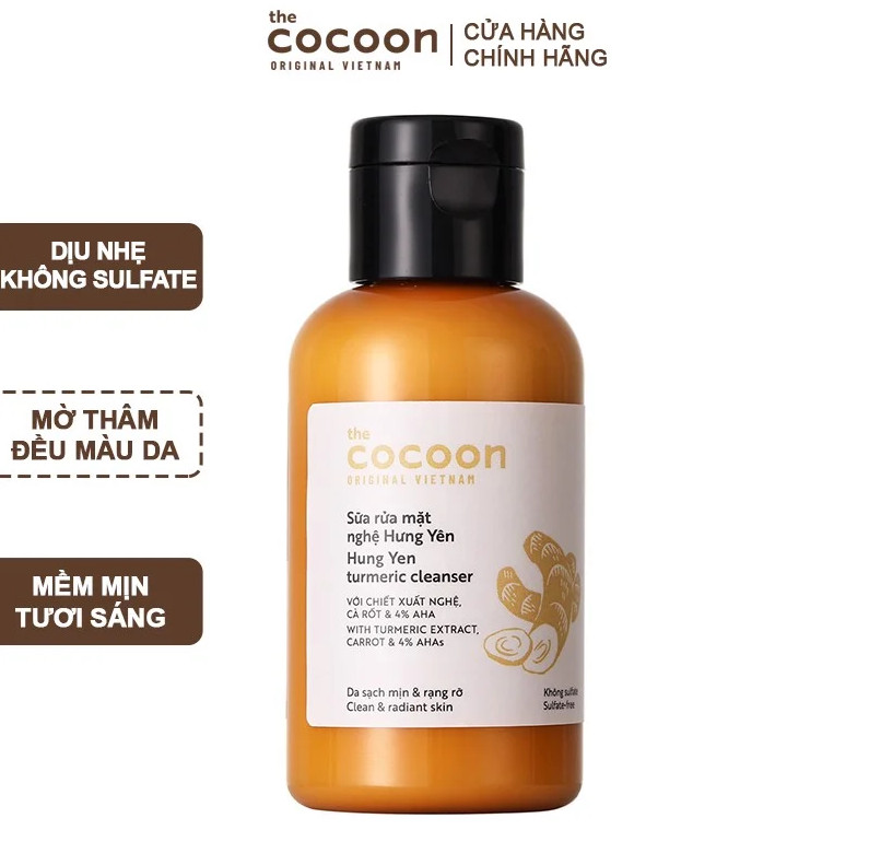 Sữa rửa mặt nghệ hưng yên Cocoon 140ml làm sạch bụi bẩn, cấp ẩm, da sáng mịn và đều màu Học Viện Quân Y Việt Nam