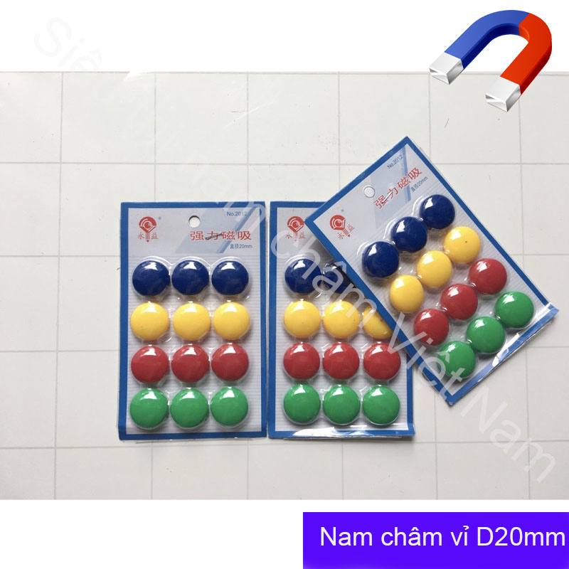 Nam châm đính bảng 12 viên đường kính 20mm