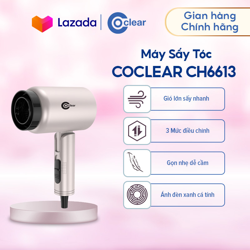 Máy Sấy Tóc Coclear CH6613 - Công Suất Tối Đa 1600W - Chế Độ Sấy Mát Bảo Vệ Tóc - Chống Quá Nhiệt AnTtoàn - Tay Cầm Dạng gập Tiện Lợi - Hàng Chính Hãng Bảo Hành 24 Tháng