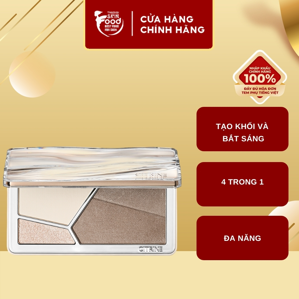Phấn Tạo Khối Và Bắt Sáng Đa Năng Citrine 4 Ô Light And Shadow Blending Contour Palette 14.5g ThegioiSkinfood
