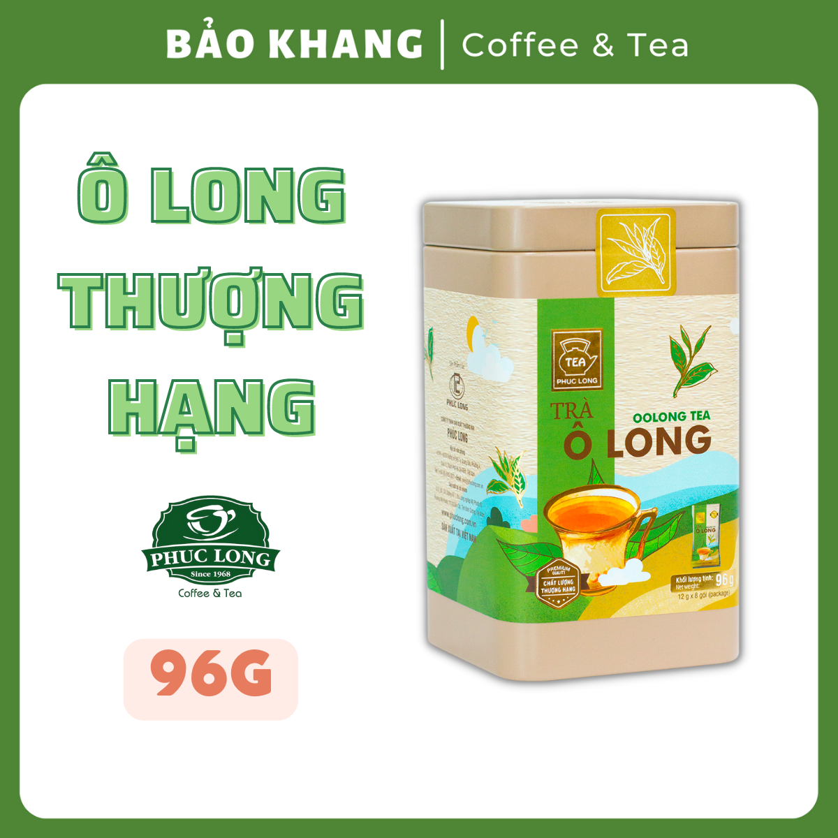 Trà ô long thượng hạng phúc long 96g - bảo khang coffee & tea
