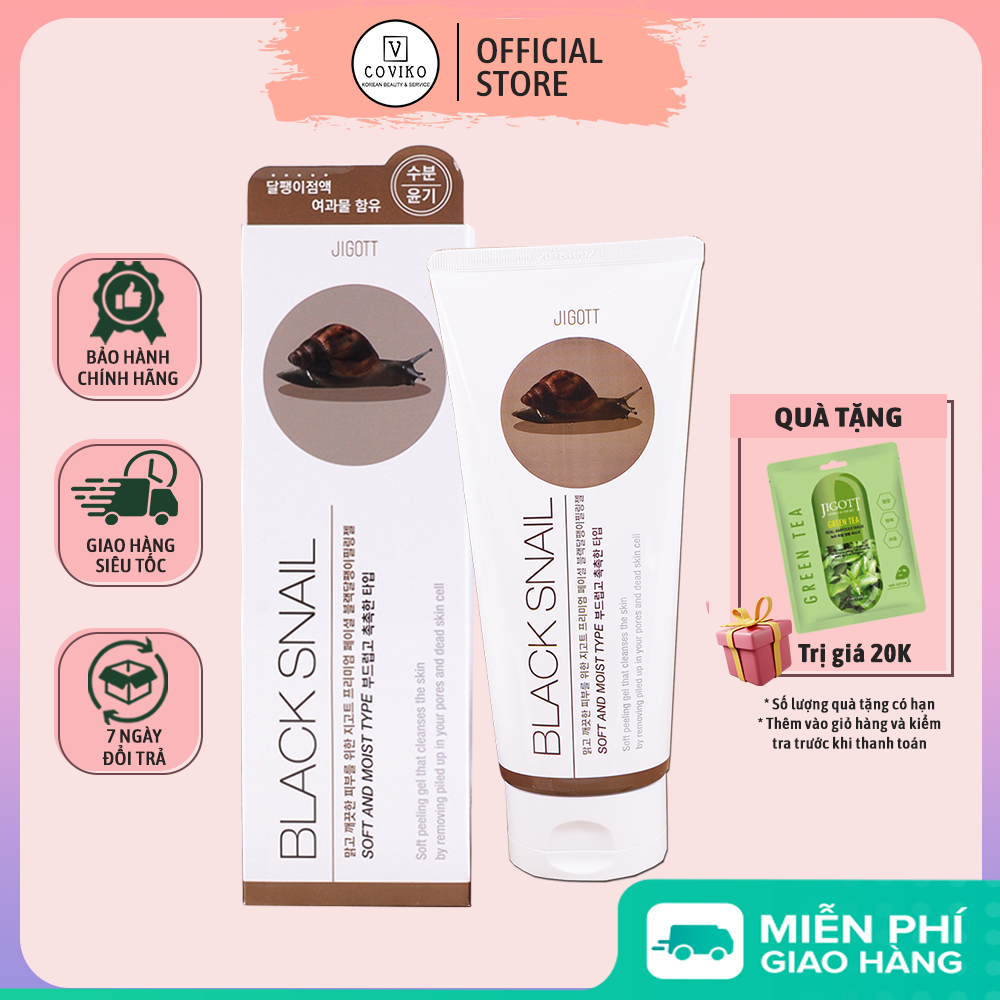 Gel tẩy tế bào chết cho mặt Ốc Sên Jigott Tẩy tế bào chết da mặt Loại bỏ sâu Làm sạch tất cả các loại da Kem tẩy tế bào chết dưỡng ẩm mịn da 180ml