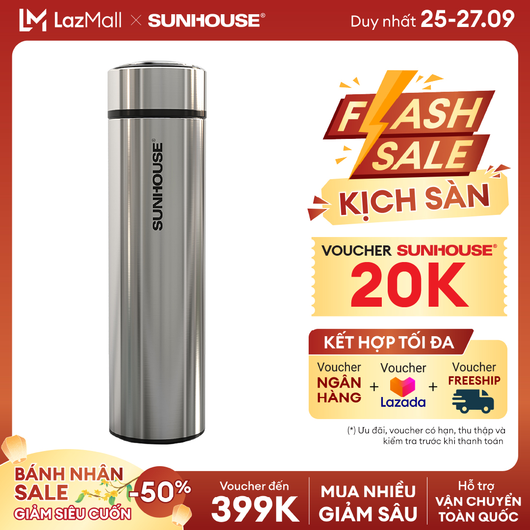 Bình giữ nhiệt SUNHOUSE KS-TU450I - INOX 304 - Dung tích 450ml - Hàng Chính Hãng