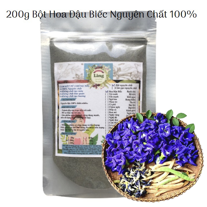Bột Hoa Đậu Biếc 100g-200g đa công dụng có giấy VSATTP và ĐKKD nguyên chất thiên nhiên 100%