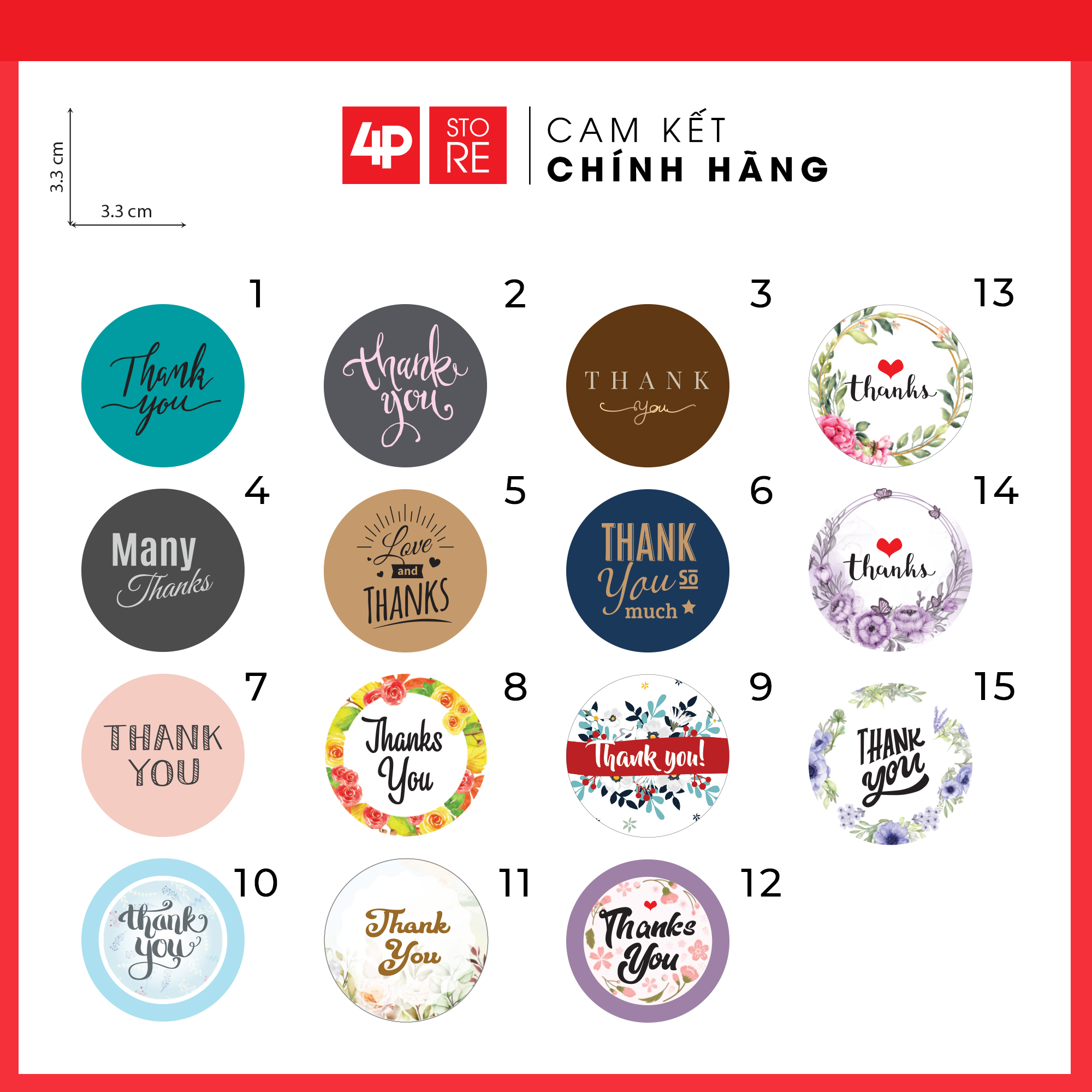 Set 50 cái nhãn decal thank you