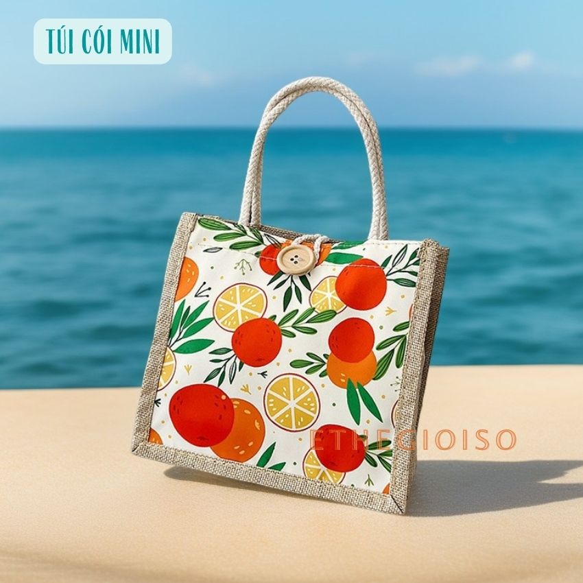 Túi cói mini,túi xách đẹp mẫu 2024,túi xách nữ in họa tiết vintage hàng đẹp phù hợp đi làm đi chơi -ethegioiso