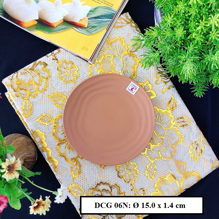 Dĩa Tròn Cạn Nhựa Melamine Màu Ngói Nhám Kích Thước 15 cm - DCG 06N