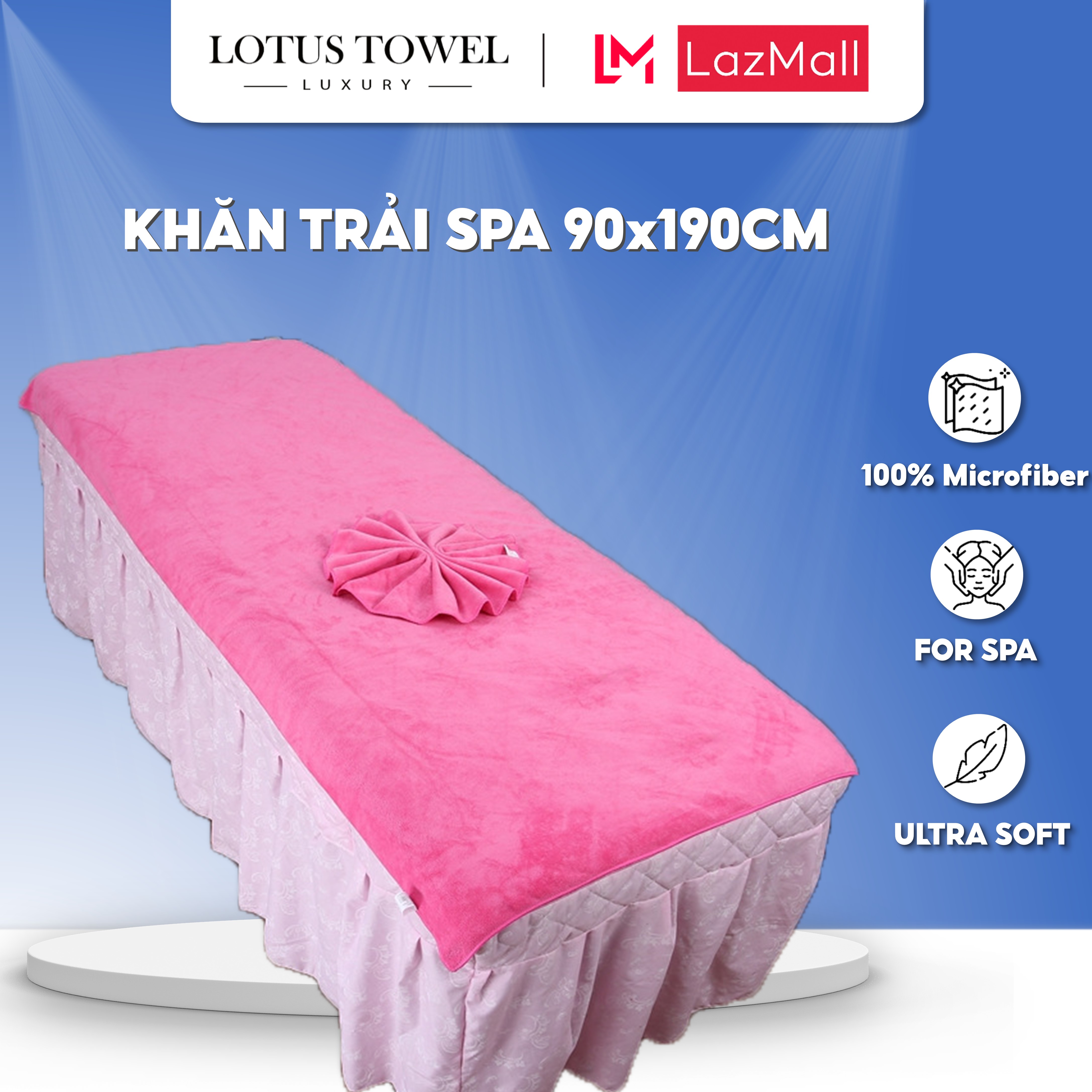 Khăn trải giường spa 90x190cm lotus towel 100% microfiber cao cấp mềm mịn thấm hút không ra màu