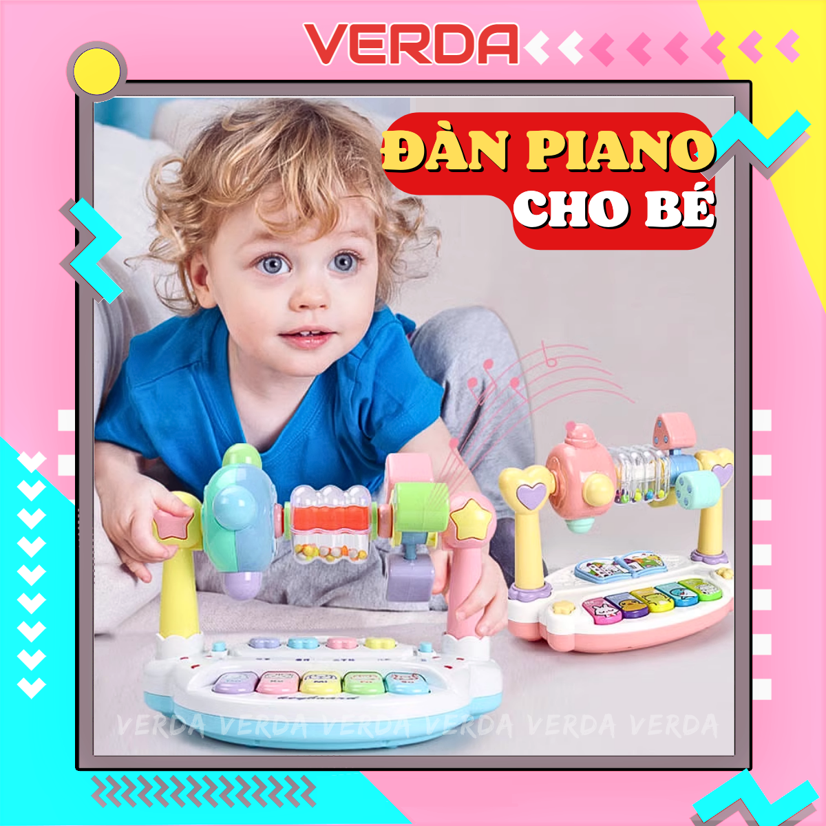 Đàn piano cho bé, đồ chơi organ có phát nhạc mini trẻ em trai gái VERDA