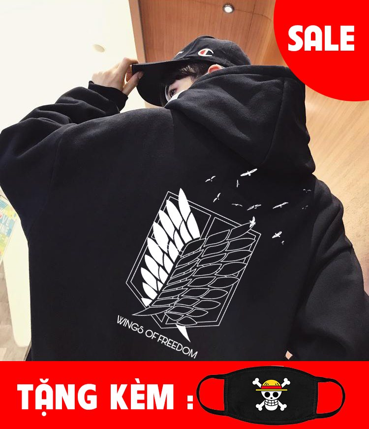 Áo Hoodie Attack On TiTan - Wings Of Freedom cực chất kèm quà tặng