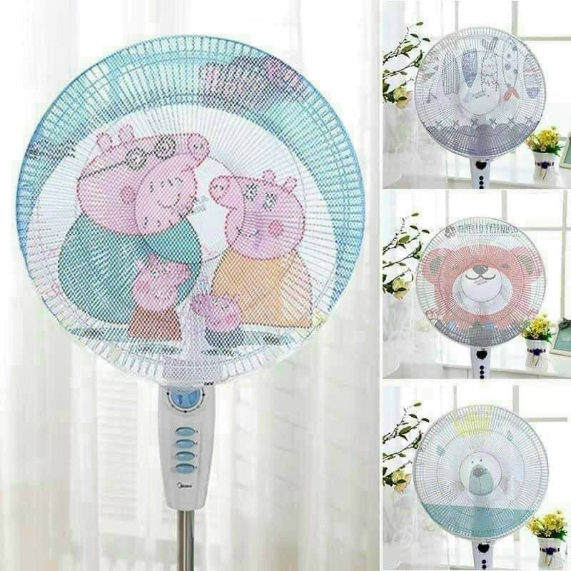 Lưới bọc quạt hình thú ngộ nghĩnh, chống bụi bảo vệ quạt, bọc quạt chống bụi an toàn cho bé, lưới bọc quạt cỡ lớn, bọc quạt máy an toàn cho bé