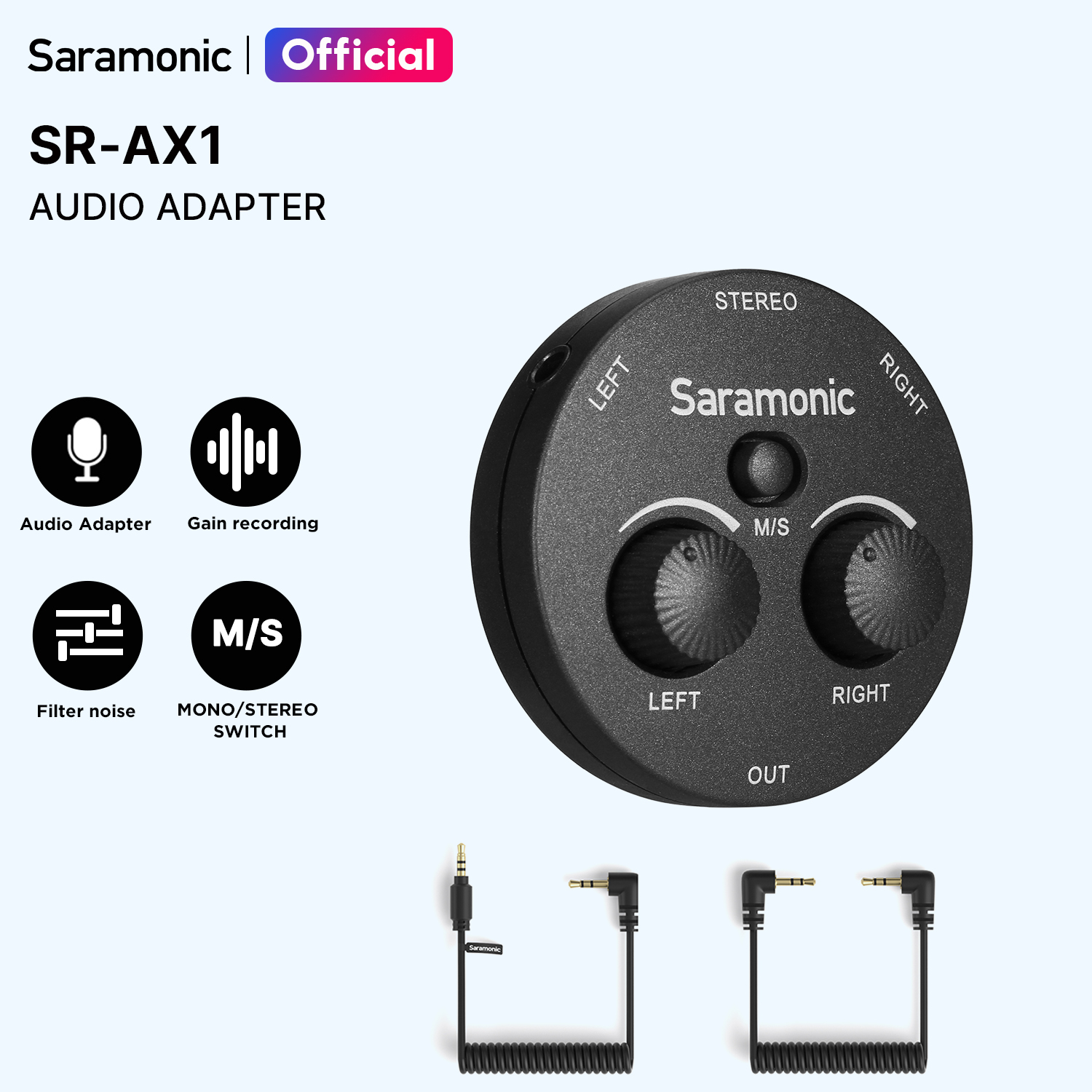 Saramonic AX1 kênh đôi 3.5mm Microphone & Bộ trộn âm thanh với TRS & TRRS Cáp đầu ra, Mini Bộ trộn âm thanh cho máy ảnh, điện thoại thông minh, DSLR,Mirrorless