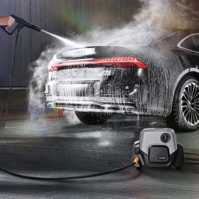 Máy xịt rửa xe CICIDO 1400W có chỉnh áp siêu mạnh dây dài 15m, súng rửa xe gia đình cầm tay, máy rửa xe di động áp suất cao đánh bay bụi bẩn trên xe trên nền đá tưới cây làm vệ sinh