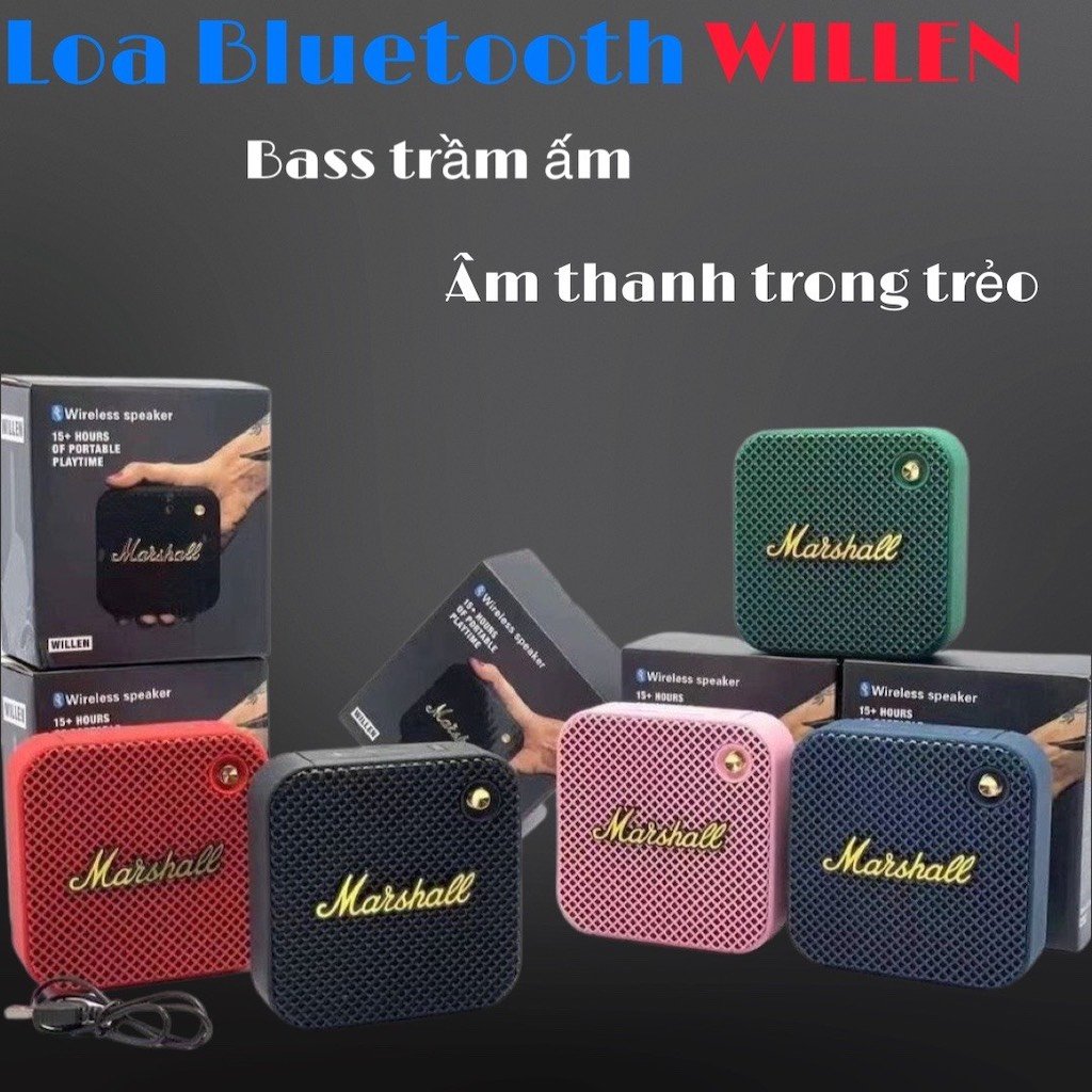 Loa bluetooth mini ,loa bluetooth marshall willen, nghe nhạc hay, bass cực hay ,pin trâu, bảo hành 12 tháng