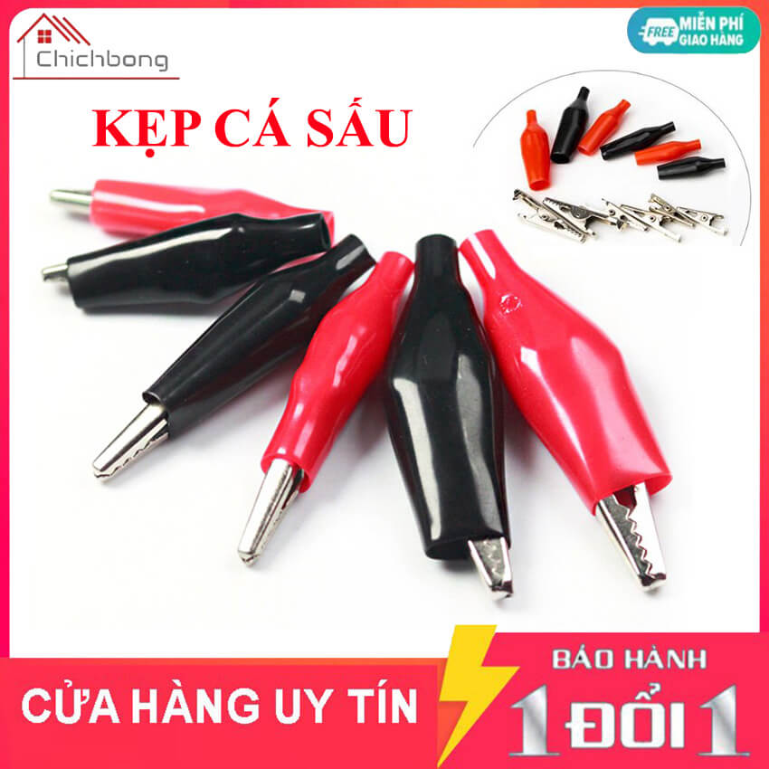 [Bán lẻ] Kẹp cá sấu cho dây dò thử điện, kẹp ắc quy nhiều kích thước 2 màu Đỏ/Đen, Kẹp cá sấu giá rẻ, kẹp cá sấu loại tốt, kẹp bình ác quy,