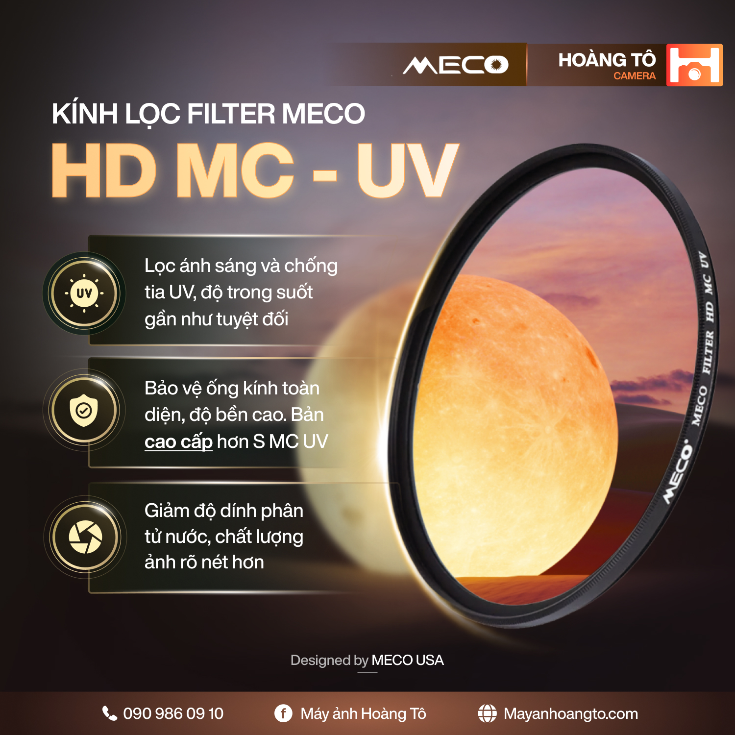 Kính lọc filter MECO HD MC-UV Cao cấp – Chính hãng từ Mỹ