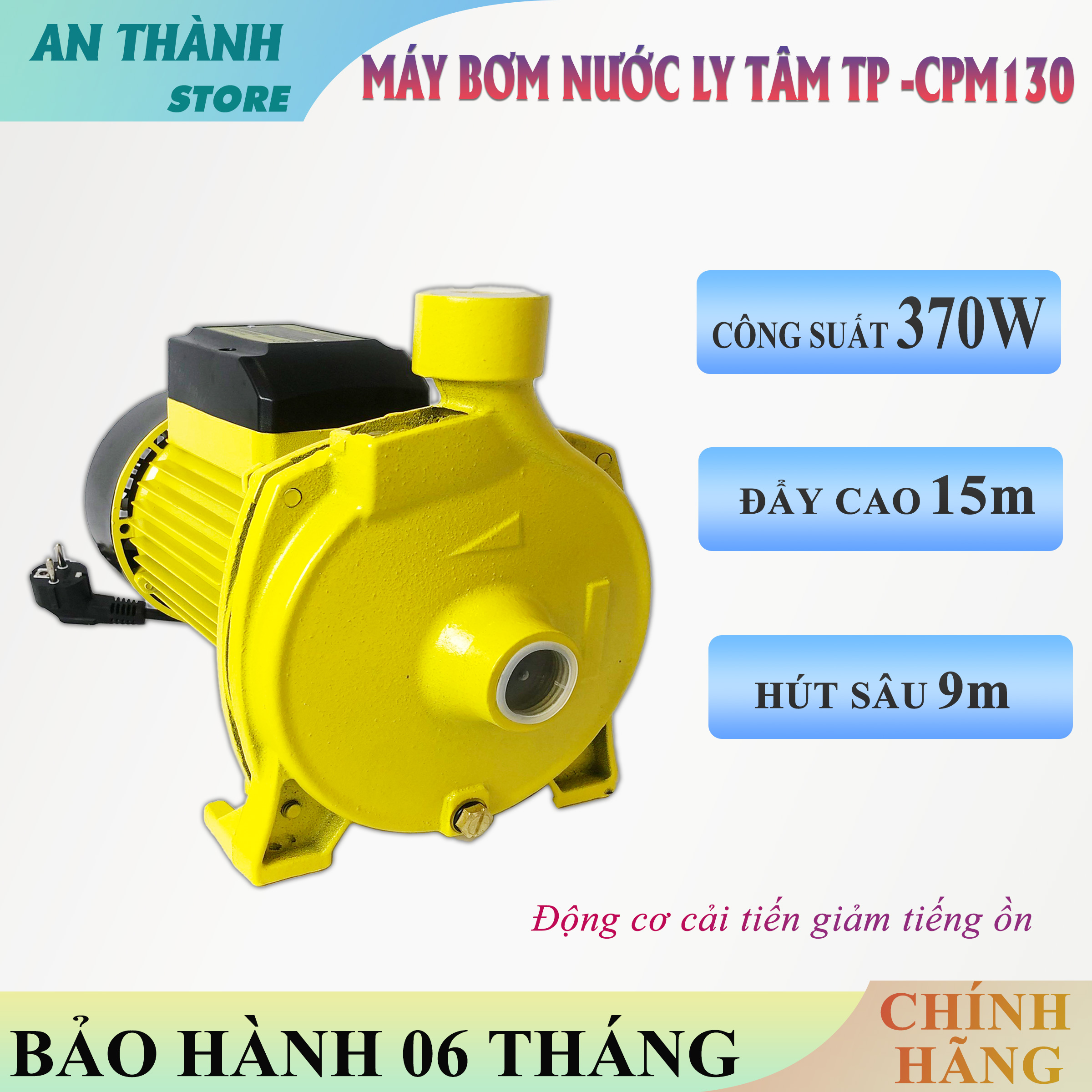 Máy bơm nước ly tâm 0.5 - 2HP  , điện đầu vào 220V, bơm nước TP-CPM130 CHÍNH HÃNG TOP TOOLS, bảo hành 6 tháng