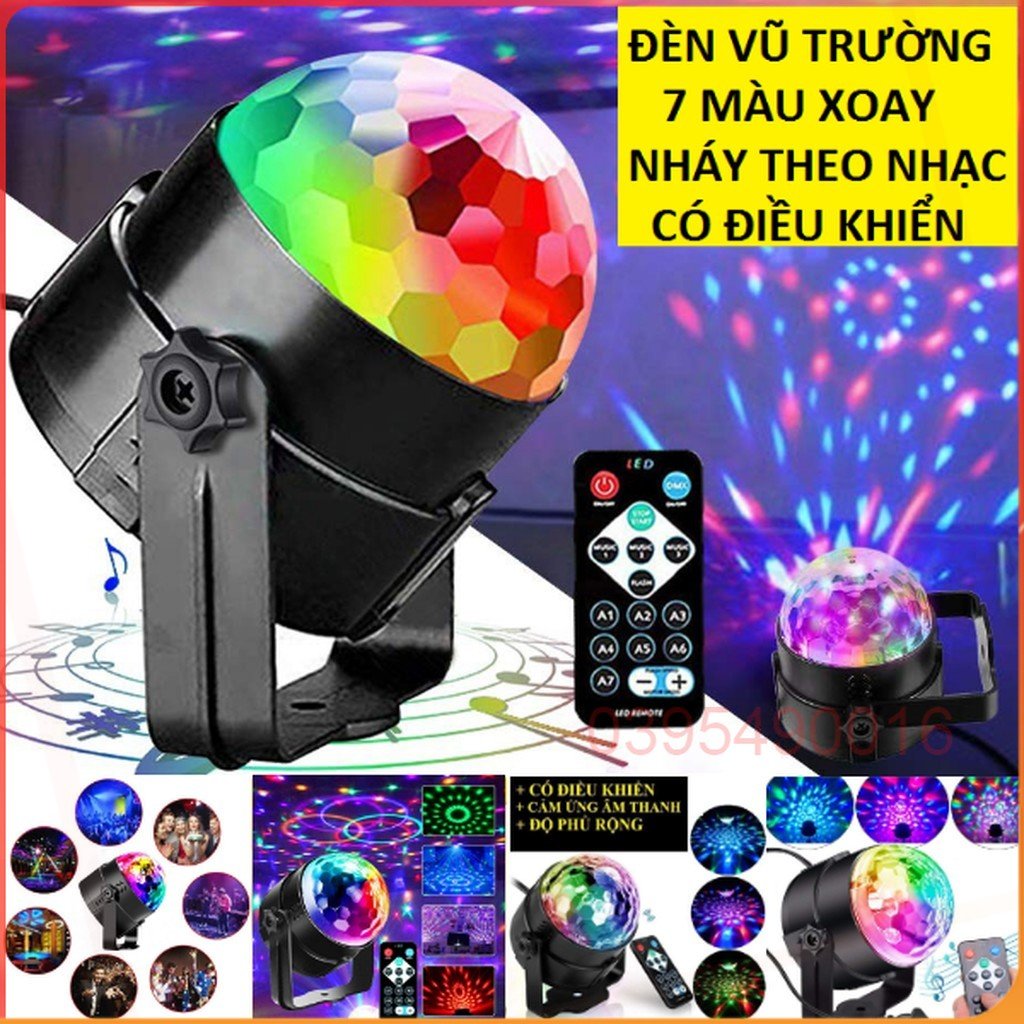 [LOẠI TỐT] Đèn nháy 7 màu vũ trường nhấp nháy theo nhạc led cầu mini, đèn bar chớp nhiều màu đẳng cấp có điều khiển từ xa
