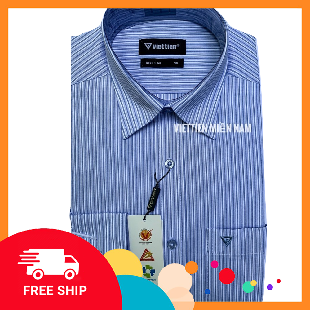 [HÀNG CHÍNH HÃNG] Sơ Mi Viettien CARO SỌC XANH TAY DÀI (1N382NT4/L3)