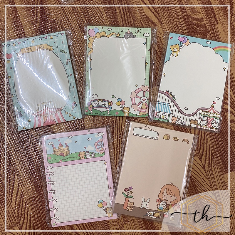 Giấy ghi chú, note chữ nhật trang trí hoạt hình cute TEHI