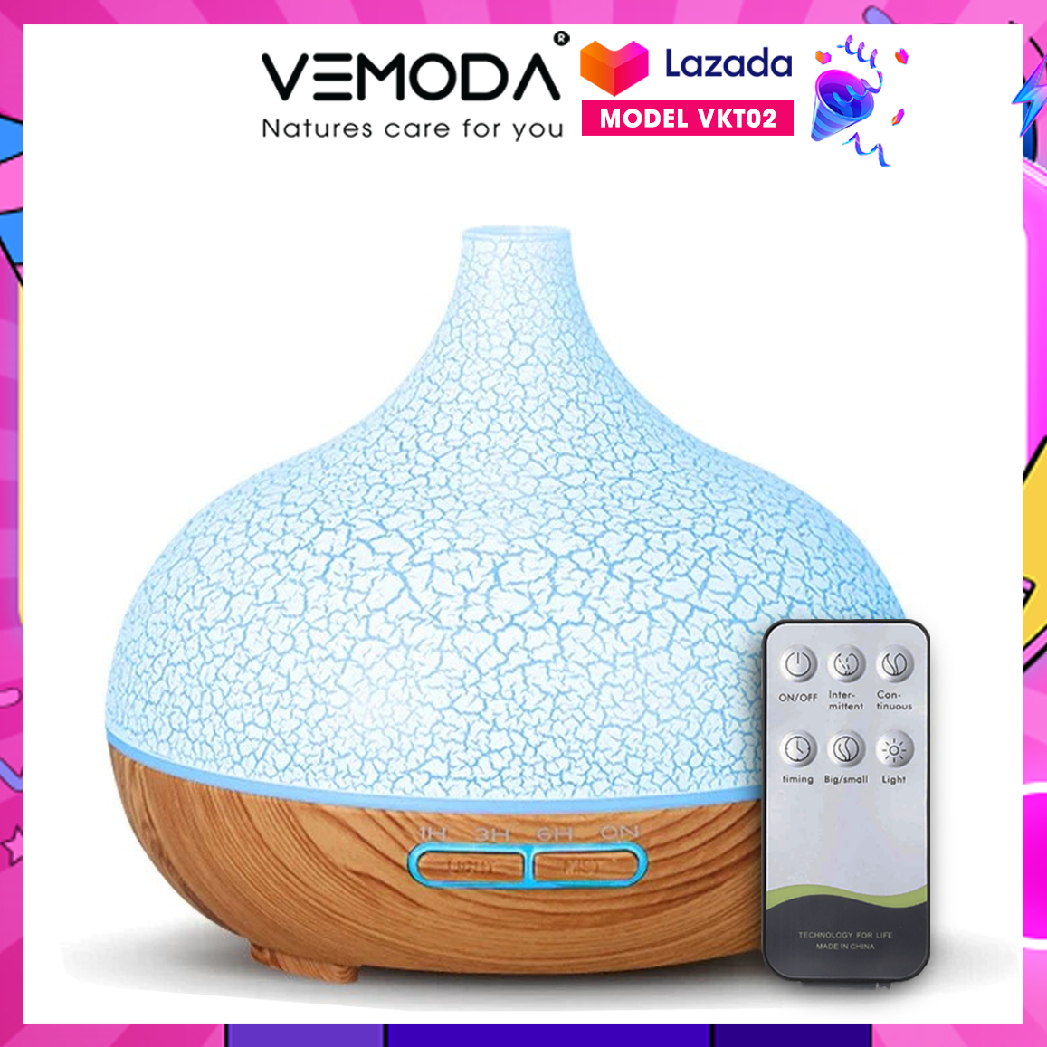 Máy xông tinh dầu cao cấp VEMODA VKT02 [TẶNG KÈM MẪU THỬ NGẪU NHIÊN 5ML] Máy khuếch tán tinh dầu thiên nhiên. Máy tỏa hương tinh dầu làm thơm phòng