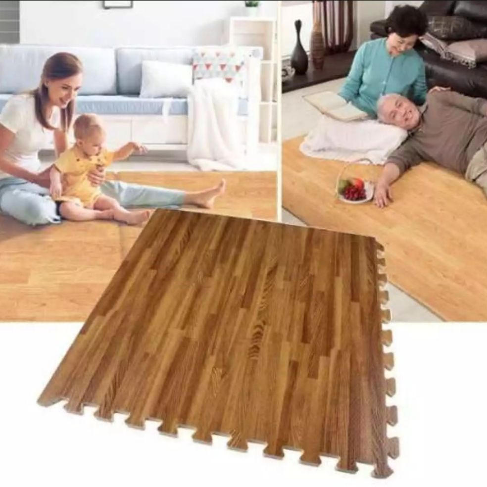 Bộ 4 tấm xốp, thảm xốp lót sàn Vân Gỗ cao cấp. Kích thước 60 x 60 x 1 cm
