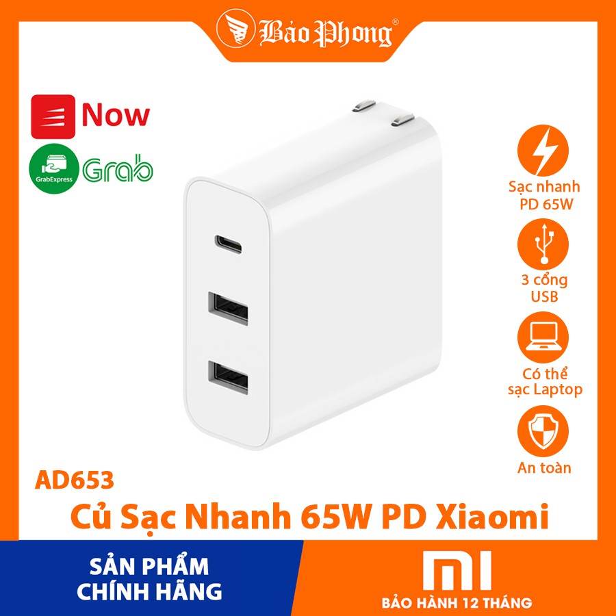 Củ sạc nhanh pd xiaomi usb charger 65w