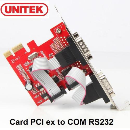 Card pci-e to 2 cổng com unitek y-7504